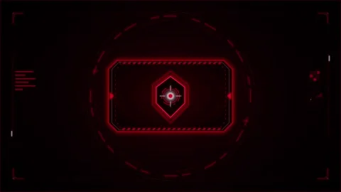 Red digital hud target overlay with futuristic sci-fi interface heads-up di.. Stock Footage 337562248