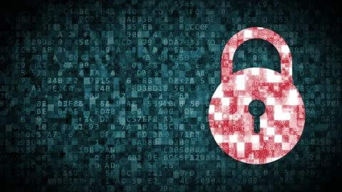 Red digital key icon with blue number random futuristic abstract background Stock Footage 158690966