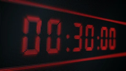 Red Digital LED Clock with 30 Seconds Countdown Stock Footage 117275235