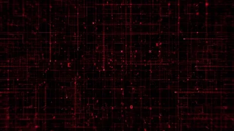 Red Digital Matrix Code Grid – Futuristic Cybersecurity Data Tunnel Stockbeeldmateriaal 335809587