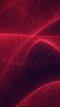 Red digital mesh waves and glowing particles create a futuristic data netwo.. Stock Photos