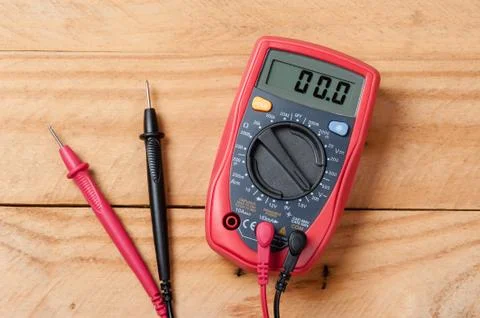 Red digital multimeter Stock Photos