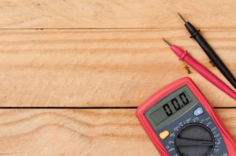 Red digital multimeter Stock Photos