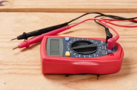 Red digital multimeter Stock Photos