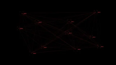 Red digital network nodes connecting Stock Footage 340201162