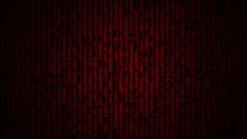 Red Digital Numbers Random Changing Grid Loop 4k Black Background Stock Footage 346447233
