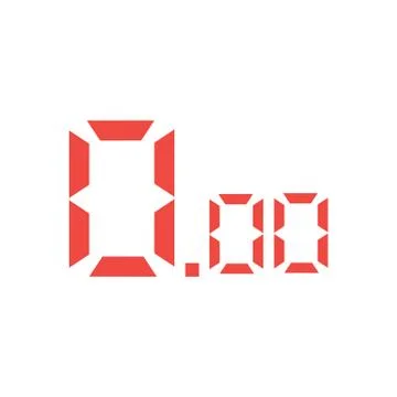 Red digital numbers on white background. flat style. red digital numbers icon Stock Illustration
