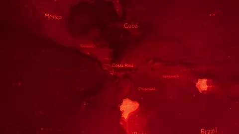 Red Digital Stylised World Map Country Zoom Costa Rica Stock Footage 279005725