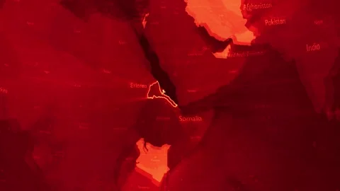 Red Digital Stylised World Map Country Zoom Eritrea Stock Footage 279006574