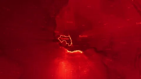 Red Digital Stylised World Map Country Zoom Guinea Stock Footage 279006885