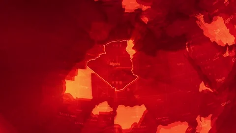 Red Digital Stylised World Map Country Zoom Algeria Stock Footage 279007138