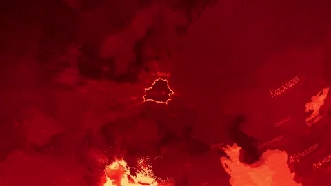 Red Digital Stylised World Map Country Zoom Belarus Stock Footage 279007237