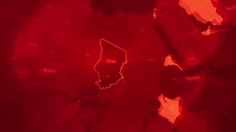 Red Digital Stylised World Map Country Zoom Chad Stock Footage 279007402