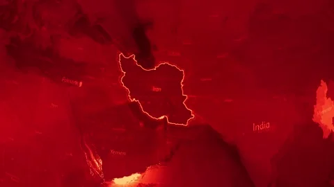 Red Digital Stylised World Map Country Zoom Iran Stock Footage 279007525