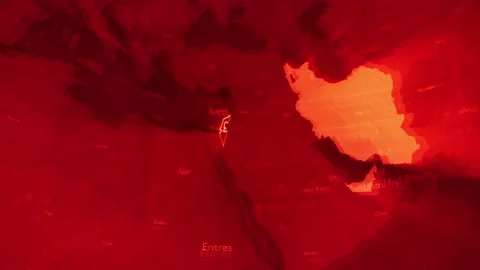 Red Digital Stylised World Map Country Zoom Israel Stock Footage 279007529