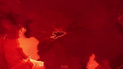 Red Digital Stylised World Map Country Zoom Kyrgyzstan Stock Footage 279007686