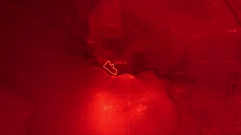 Red Digital Stylised World Map Country Zoom Liberia Stock Footage 279008001