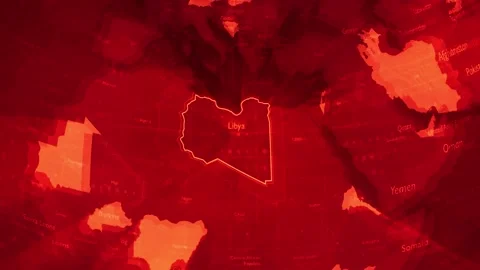 Red Digital Stylised World Map Country Zoom Libya Stock Footage 279008002