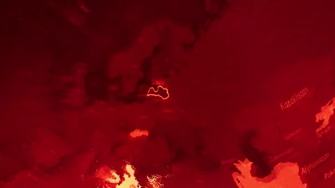 Red Digital Stylised World Map Country Zoom Latvia Stock Footage 279008007