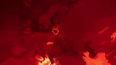 Red Digital Stylised World Map Country Zoom Lithuania Stock Footage 279008196