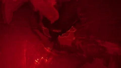Red Digital Stylised World Map Country Zoom Malaysia Stock Footage 279008250