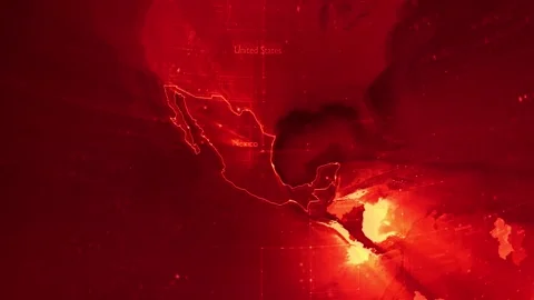Red Digital Stylised World Map Country Zoom Mexico Stock Footage 279008255