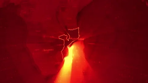 Red Digital Stylised World Map Country Zoom Mozambique Stock-Footage 279008459
