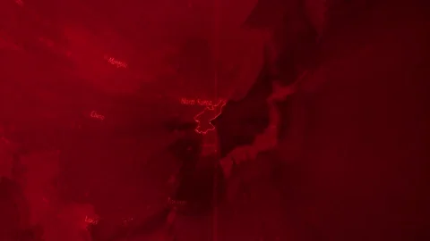 Red Digital Stylised World Map Country Zoom North Korea Stock Footage 279008907