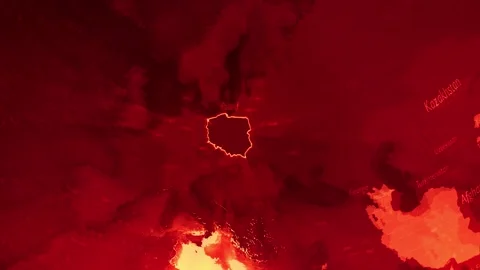 Red Digital Stylised World Map Country Zoom Poland Stock Footage 279009008