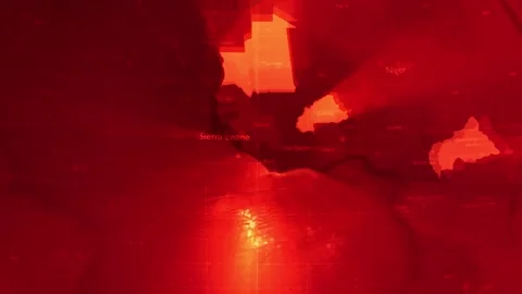 Red Digital Stylised World Map Country Zoom Sierra Leone Stock Footage 279009074