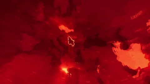 Red Digital Stylised World Map Country Zoom Serbia Stock Footage 279009077