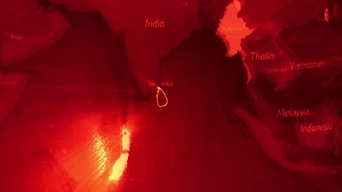 Red Digital Stylised World Map Country Zoom Sri Lanka Stock Footage 279009132