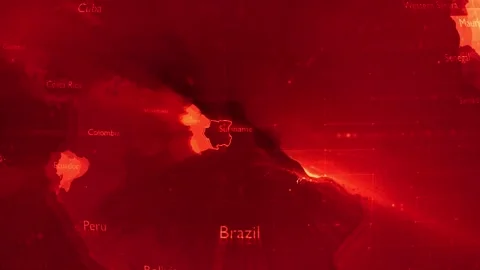 Red Digital Stylised World Map Country Zoom Suriname Stock Footage 279009150