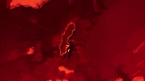 Red Digital Stylised World Map Country Zoom Sweden Stock Footage 279009174