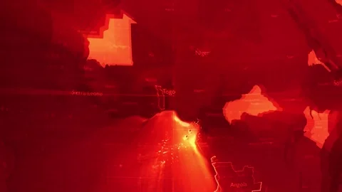 Red Digital Stylised World Map Country Zoom Togo Stock Footage 279009320