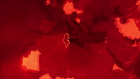 Red Digital Stylised World Map Country Zoom Tunusia Stock Footage 279009325