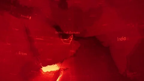 Red Digital Stylised World Map Country Zoom United Arab Emirates Stock Footage 279009329