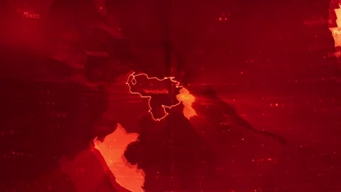 Red Digital Stylised World Map Country Zoom Venezuela Stock Footage 279009398