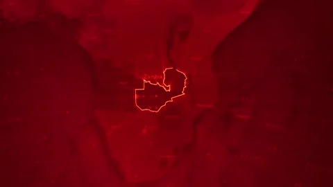 Red Digital Stylised World Map Country Zoom Zambia Stock Footage 279009452