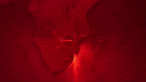 Red Digital Stylised World Map Country Zoom Zimbabwe Stock Footage 279009453