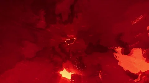 Red Digital Stylised World Map Country Zoom Hungary Stock Footage 279009479