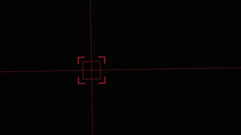 Red digital targeting interface hud on black background. 4K Video stock 343265627