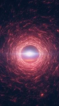 Red digital vortex forming a glowing tunnel with network lines, representin.. Stock Illustration