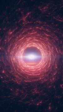 Red digital vortex forming a glowing tunnel with network lines, representin.. 스톡 일러스트