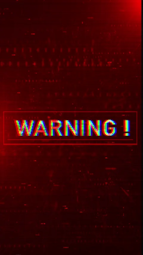 Red digital warning alert glitch text, cyber distortion, scanning noise, and urg Stock Footage 340576046