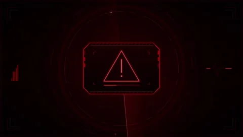 Red digital warning alert sign hud interface motion for cybersecurity and t.. Stock Footage 337562272