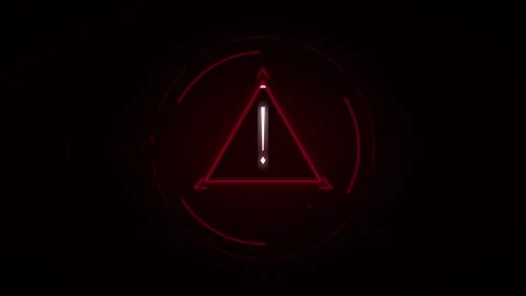Red digital warning triangle hud with pulsing alert symbol motion danger ca.. Stock Footage 337562271