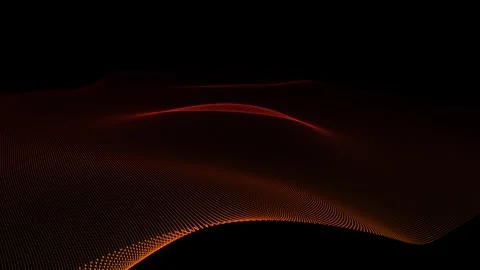Red digital waveform of particles on black background for data, technology Stock Footage 342137153