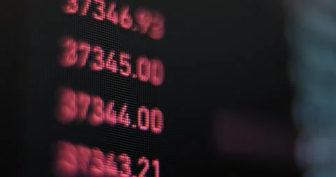 Red digits column shows falling currency exchange rates Stock Footage 152447822