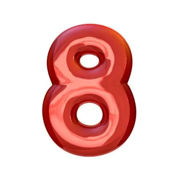 Red digits made of inflatable balloons isolated on transparent b Illustrazione stock